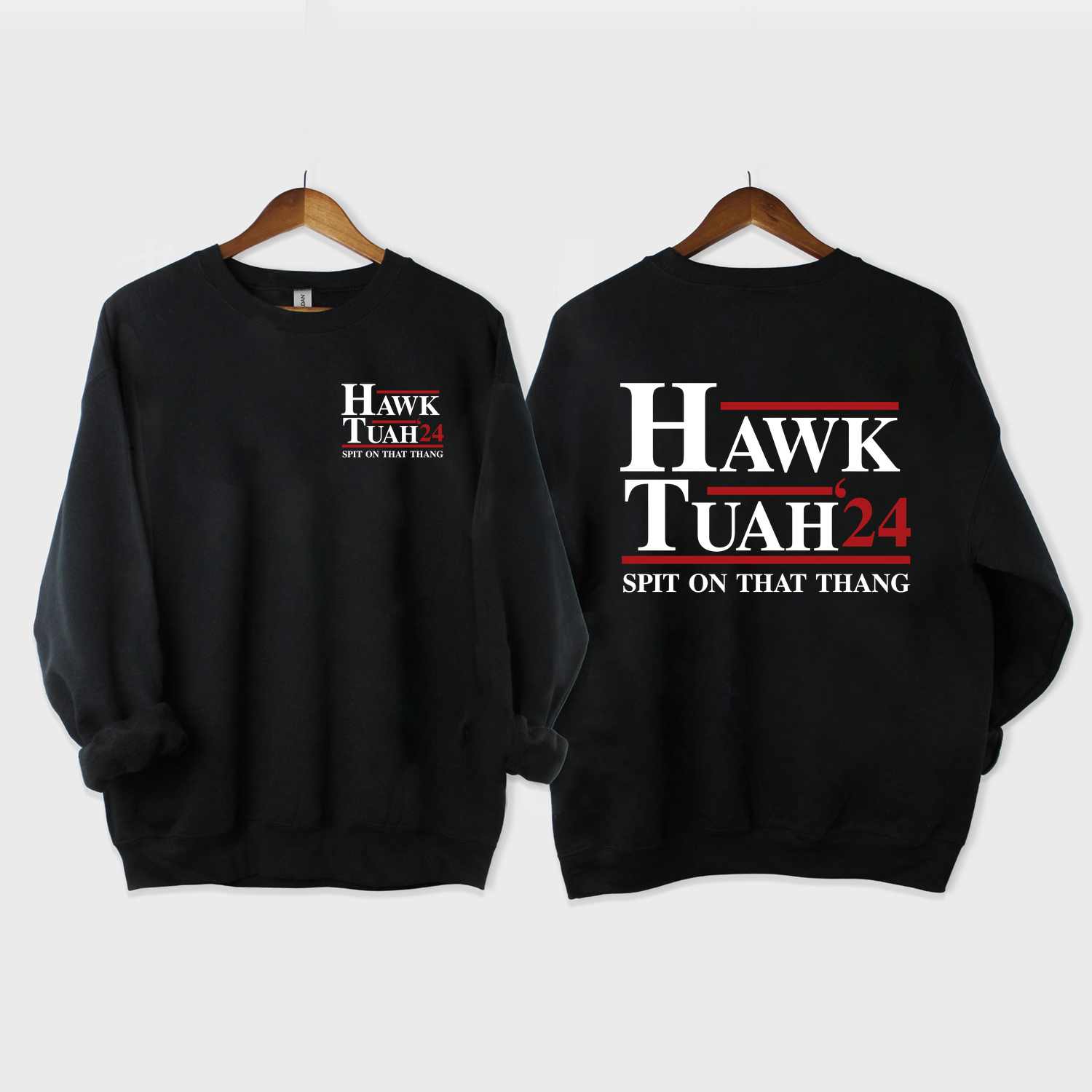 Hawk Tuah Spit On That Thang Sand Tee, Double Sided Version, Casual Cotton T-Shirts