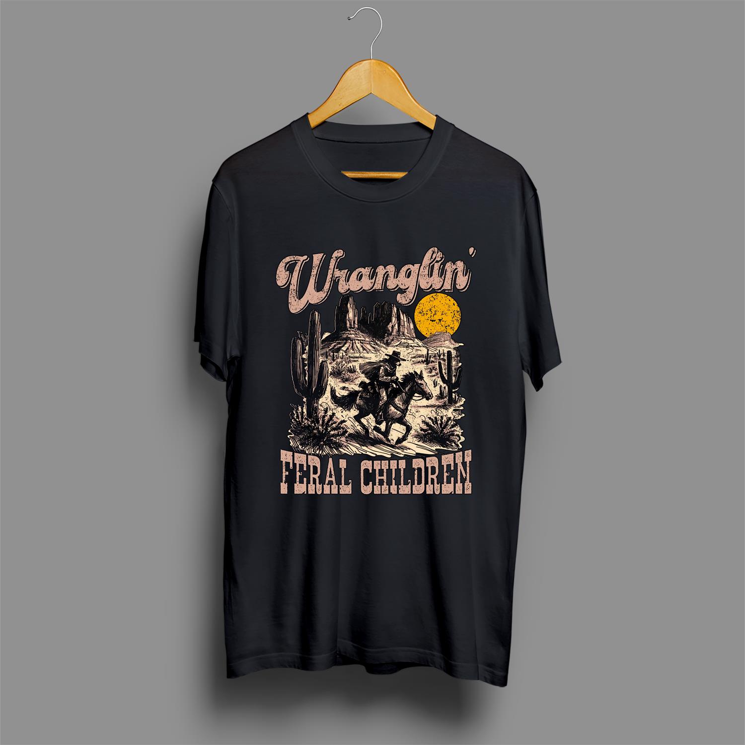 Comfort Colors Wranglin Feral Children Raccoon 90s Western Graphic Shirt, Vintage Western Raccoon Dessert Tee, Cool Teenager Gift, Women Gift Tee