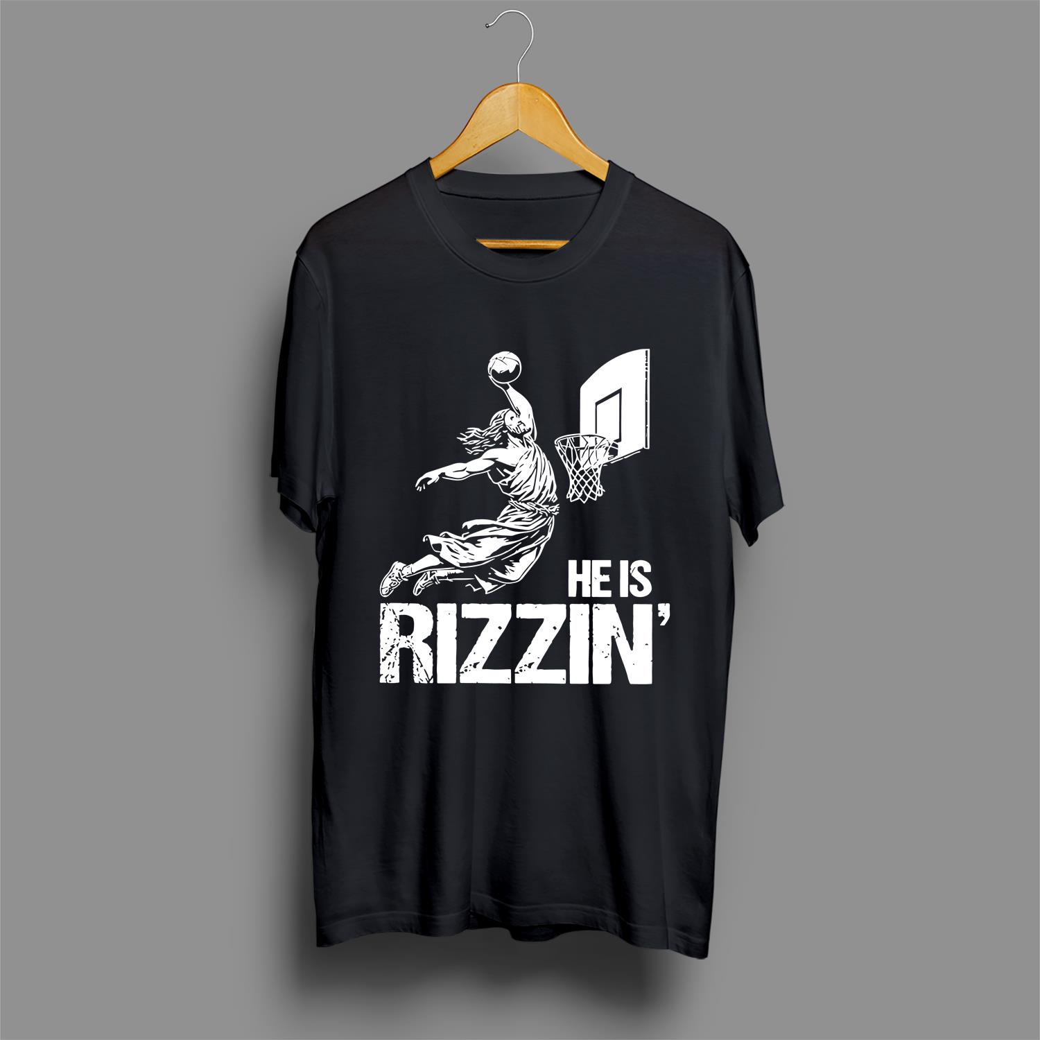 Comfort Colors Jesus Playing Basketball, He Is Rizzin Shirt Trending Funny Jesus Shirt, Vintage Graphic Tee, Adult Humor Tee, Gifts For Him